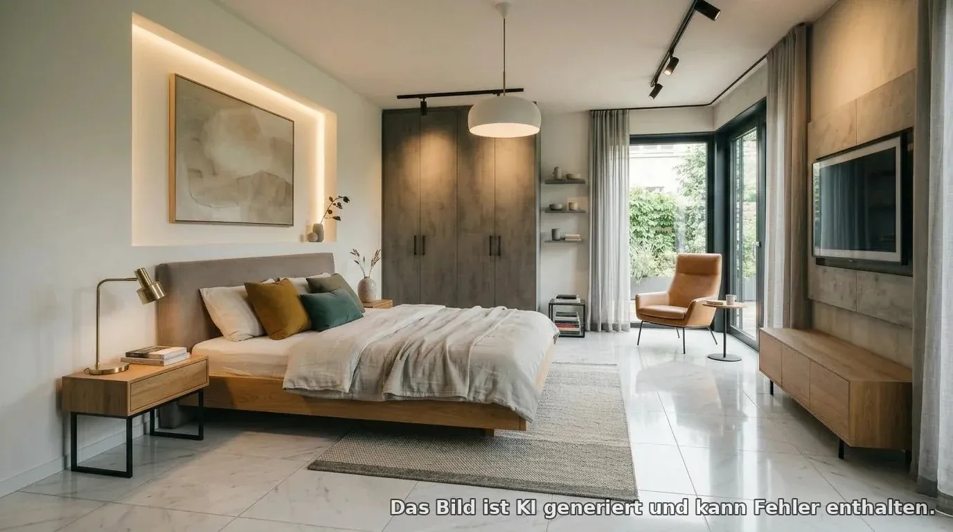Schlafzimmer nach der Visualisierung — Marmor